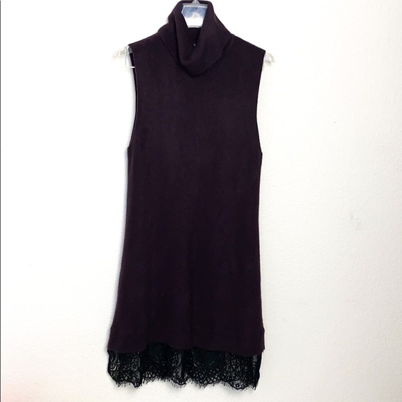 Apt 9 Plum Lace Trim Turtle Neck Sweater Dress - Picture 1 of 8